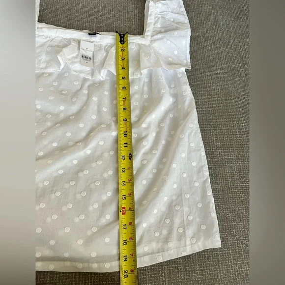 Ann Taylor White Swiss Dot Ruffle Sleeve Top Size M 100% Cotton Blouse NWT - Picture 11 of 12